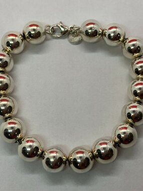 TIFFANY & CO. Sterling Silver Bead Ball Bracelet Sz 7 1/4"